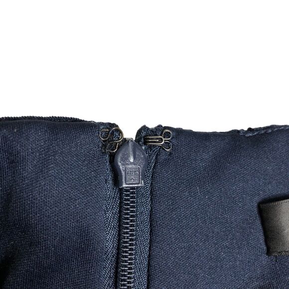 Tadashi Shoji Dress Womens 4 Navy Tan Floral Lace Overlay Banded Sheath 3K915M - Picture 9 of 16